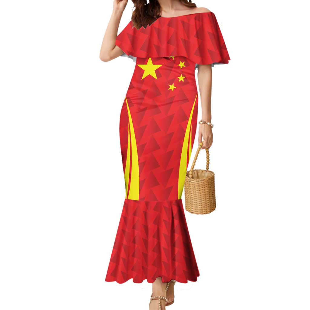 Personalised China Badminton Mermaid Dress 2024 Sporty Red Version - Wonder Print Shop