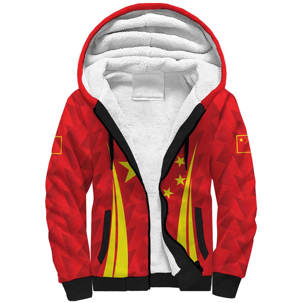 Personalised China Badminton Sherpa Hoodie 2024 Sporty Red Version - Wonder Print Shop