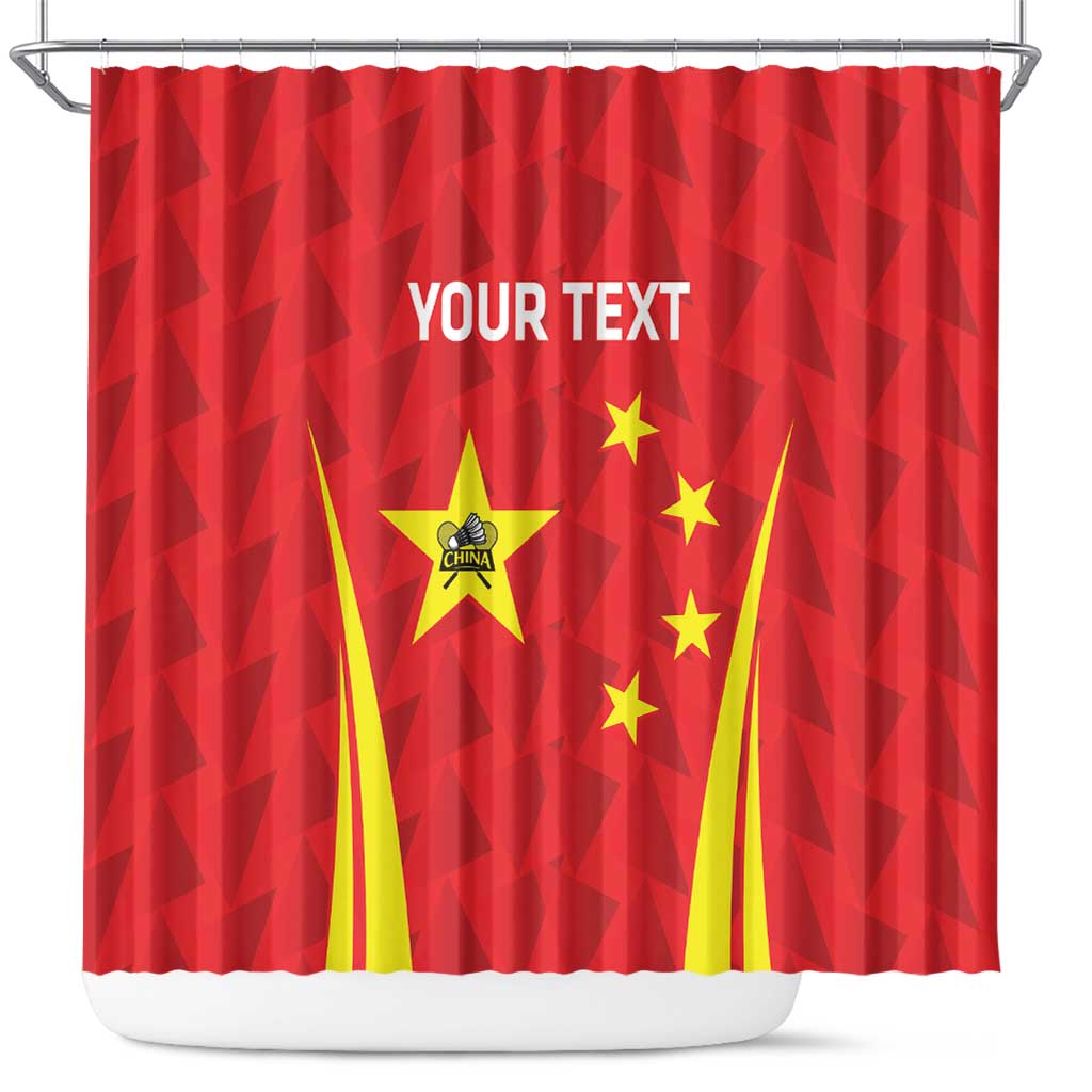 Personalised China Badminton Shower Curtain 2024 Sporty Red Version