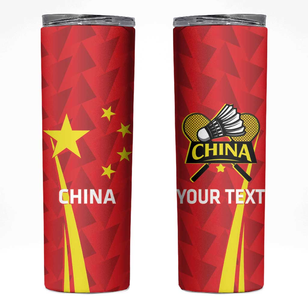 Personalised China Badminton Skinny Tumbler 2024 Sporty Red Version