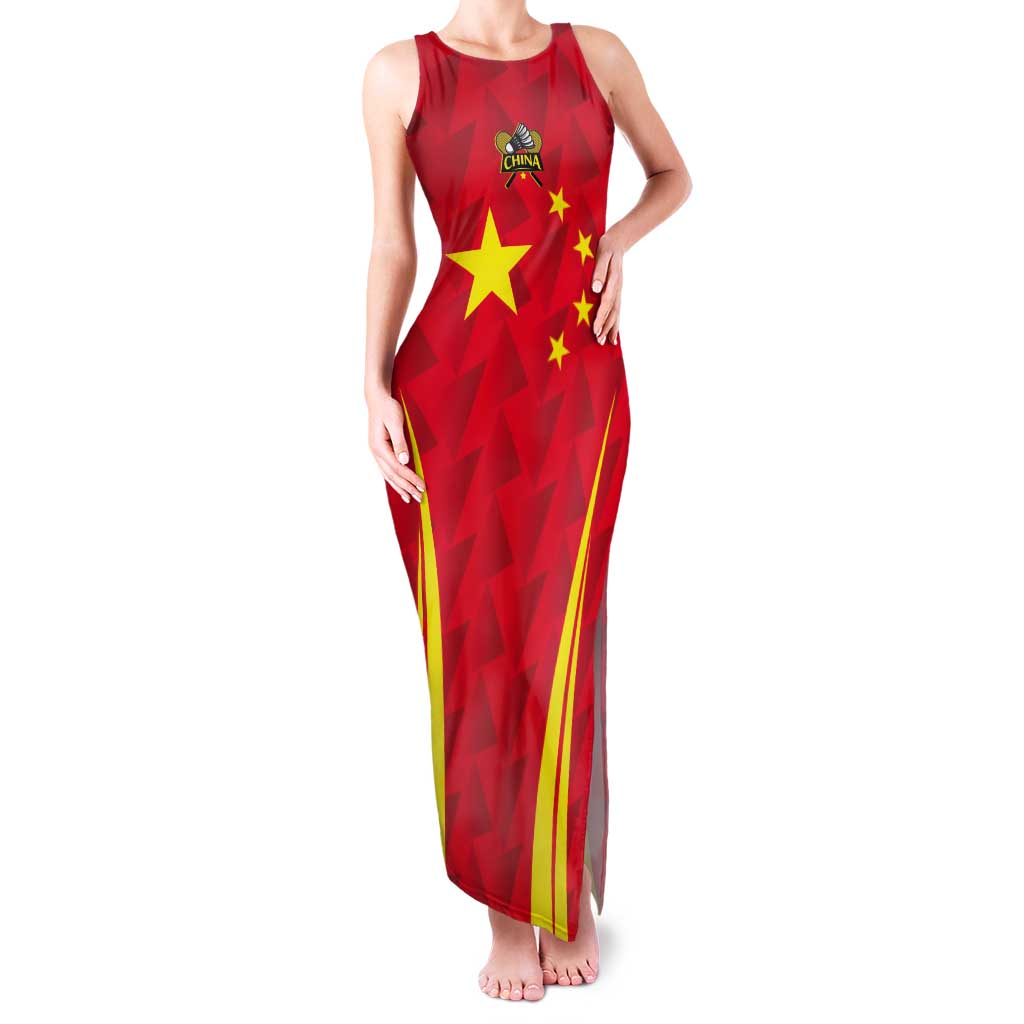 Personalised China Badminton Tank Maxi Dress 2024 Sporty Red Version - Wonder Print Shop