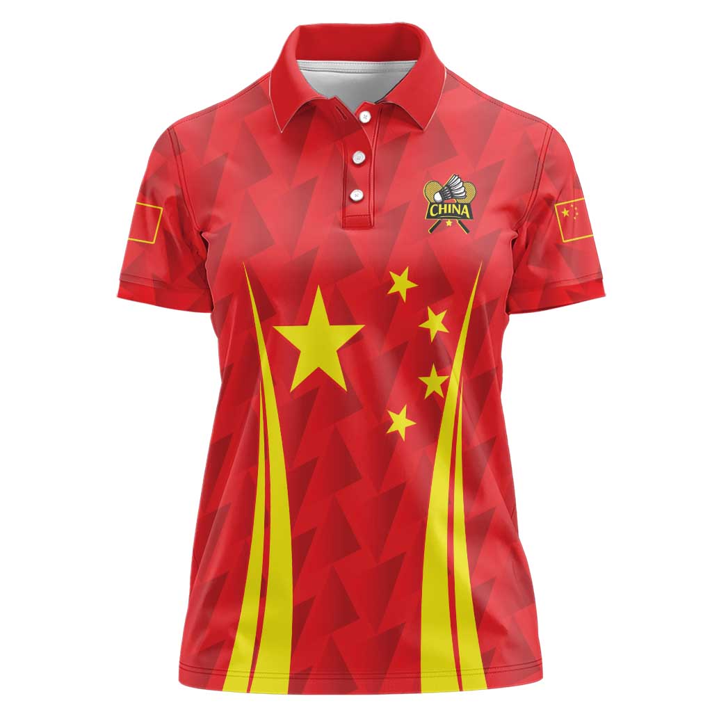 Personalised China Badminton Women Polo Shirt 2024 Sporty Red Version - Wonder Print Shop