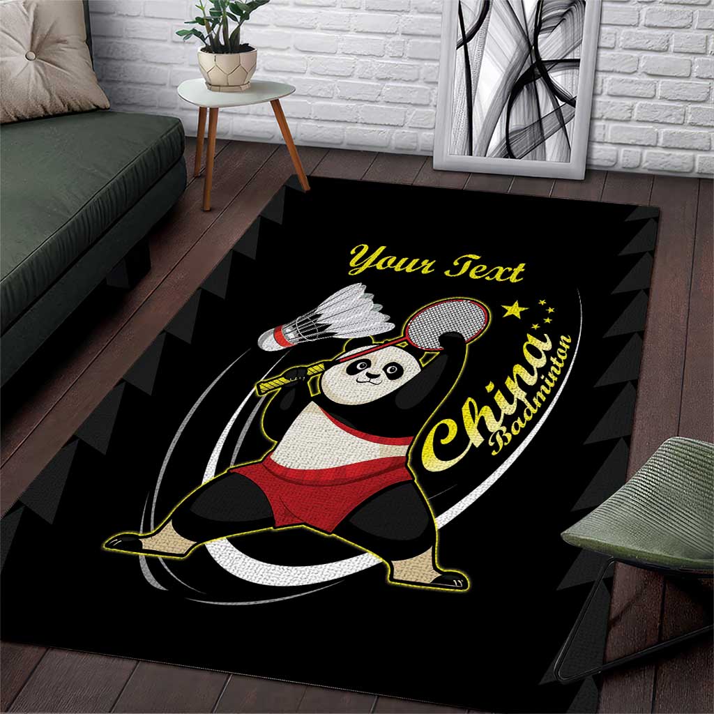 Personalised China Badminton Area Rug 2024 Chinese Cute Panda Black Version - Wonder Print Shop