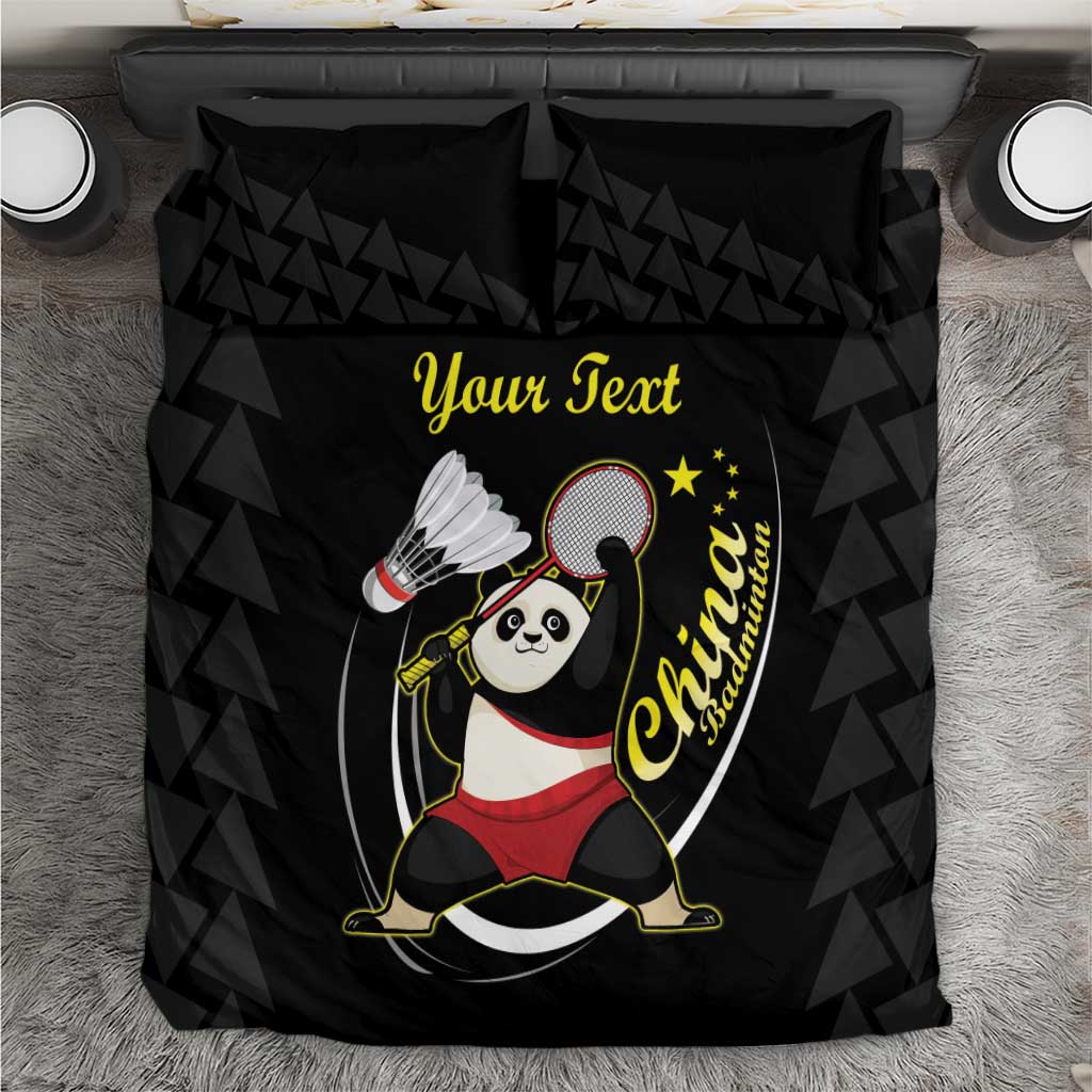 Personalised China Badminton Bedding Set 2024 Chinese Cute Panda Black Version - Wonder Print Shop