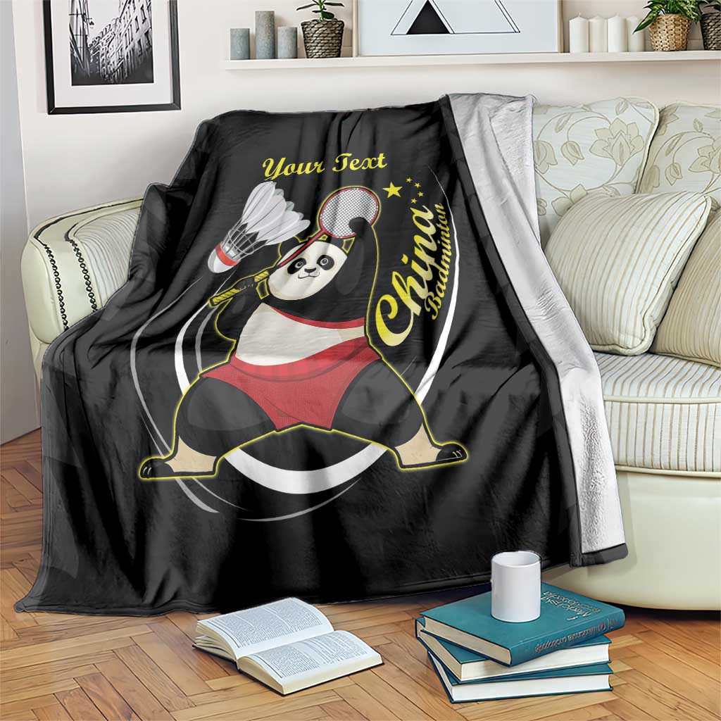 Personalised China Badminton Blanket 2024 Chinese Cute Panda Black Version