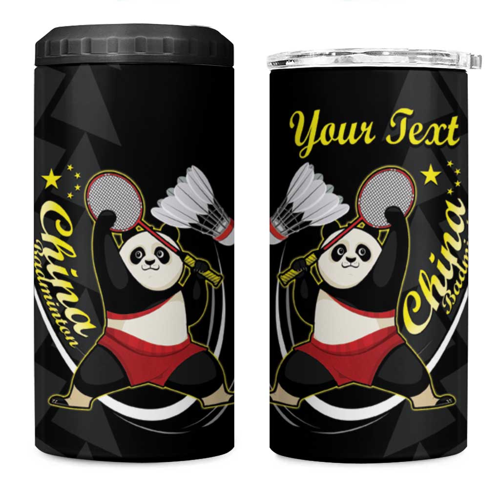 China Badminton 4 in 1 Can Cooler Tumbler 2024 Chinese Cute Panda Black Version - Wonder Print Shop