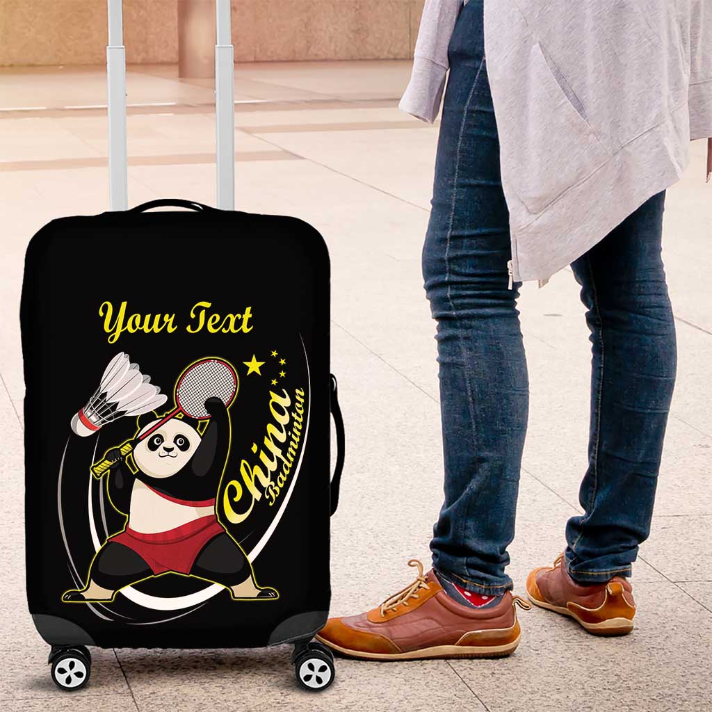 Personalised China Badminton Luggage Cover 2024 Chinese Cute Panda Black Version - Wonder Print Shop