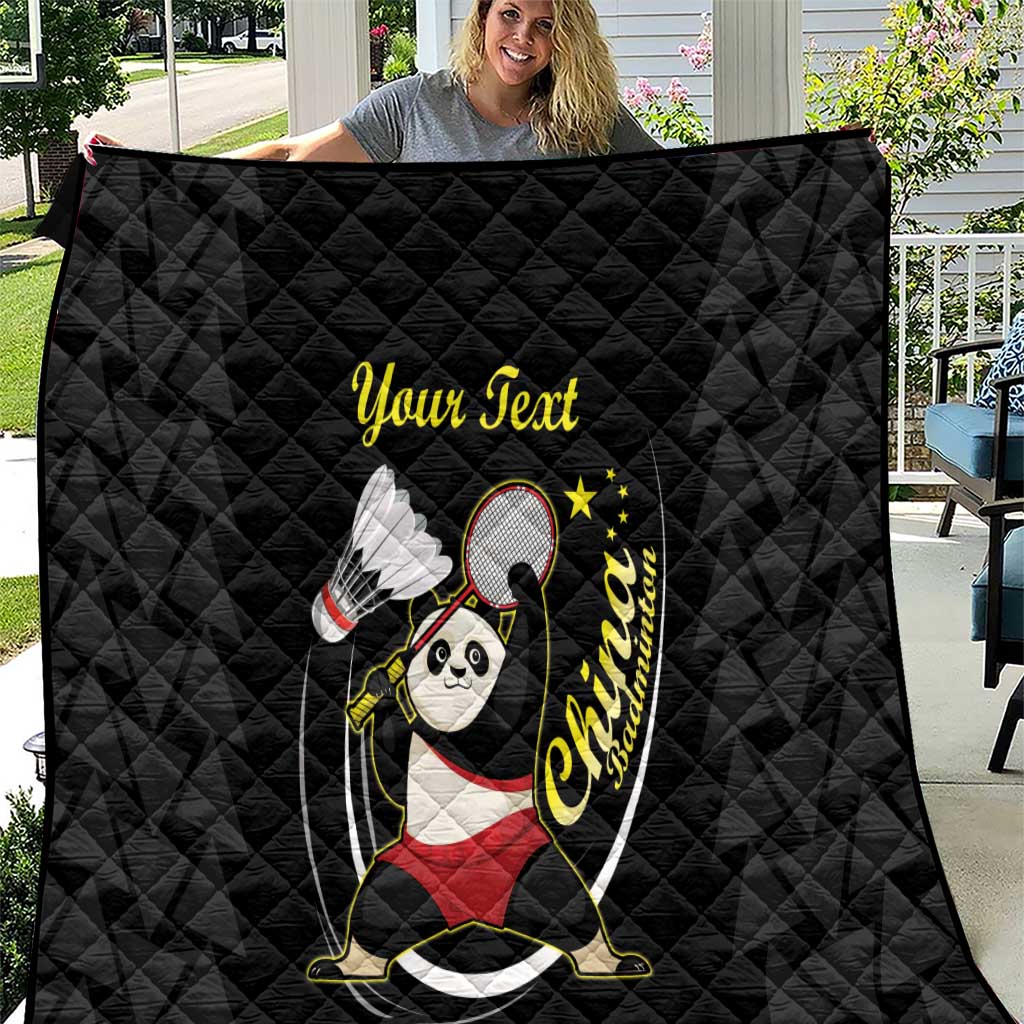 Personalised China Badminton Quilt 2024 Chinese Cute Panda Black Version