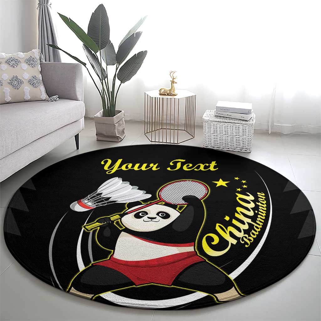 Black round panda astronaut carpet with “Happy Birthday” lettering and custom text