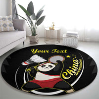 Black round panda astronaut carpet with “Happy Birthday” lettering and custom text