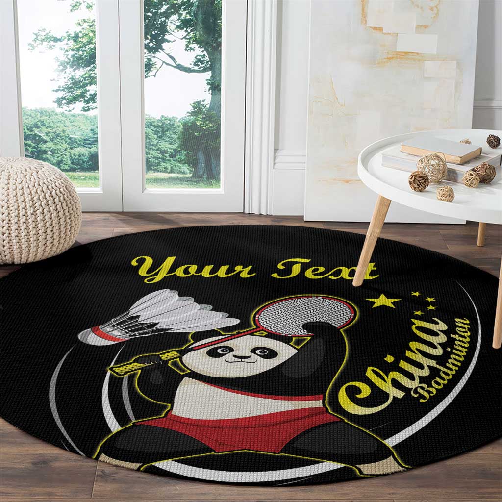 Round black panda astronaut rug with “Happy Birthday” text and oval custom message area