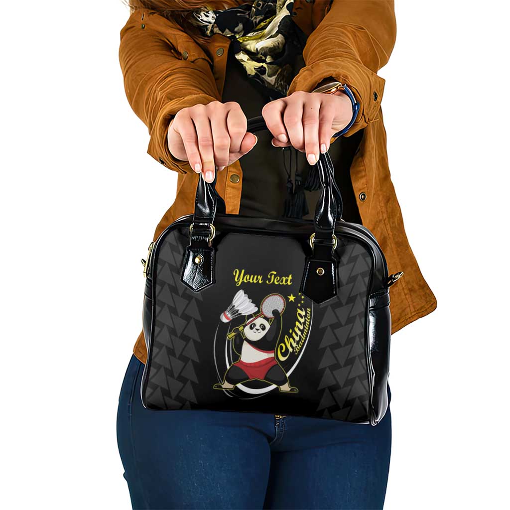 Personalised China Badminton Shoulder Handbag 2024 Chinese Cute Panda Black Version