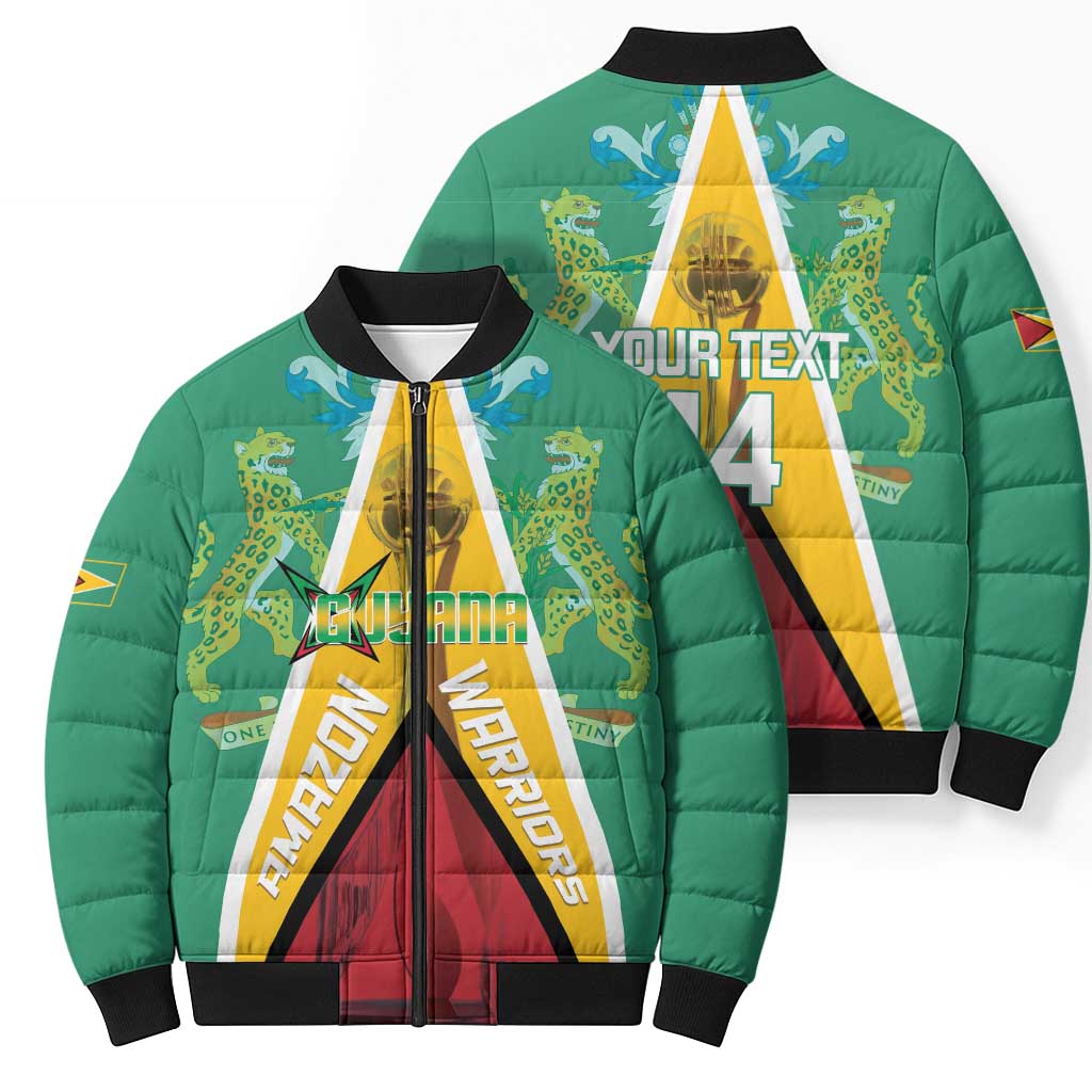 Custom Guyana Cricket Amazon Warriors Bomber Puffer Jacket Flag Style - Wonder Print Shop