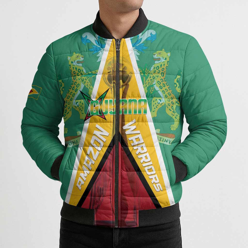 Custom Guyana Cricket Amazon Warriors Bomber Puffer Jacket Flag Style - Wonder Print Shop