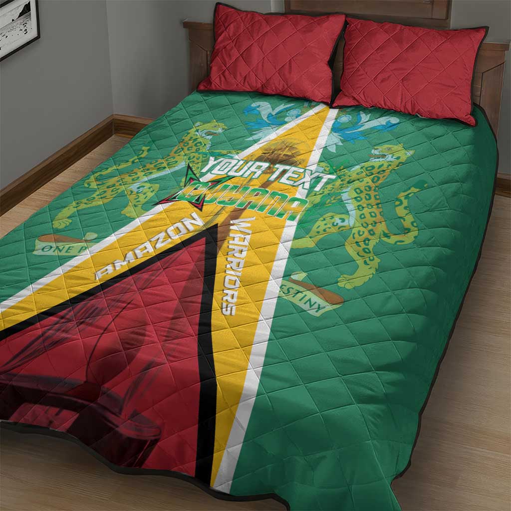 Custom Guyana Cricket Amazon Warriors Quilt Bed Set Flag Style - Wonder Print Shop