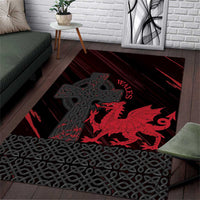 Wales Area Rug Celtic Cross Welsh Red Dragon - Wonder Print Shop