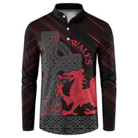 Wales Button Sweatshirt Celtic Cross Welsh Red Dragon - Wonder Print Shop