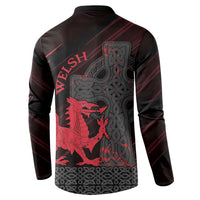 Wales Button Sweatshirt Celtic Cross Welsh Red Dragon - Wonder Print Shop