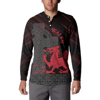 Wales Button Sweatshirt Celtic Cross Welsh Red Dragon - Wonder Print Shop