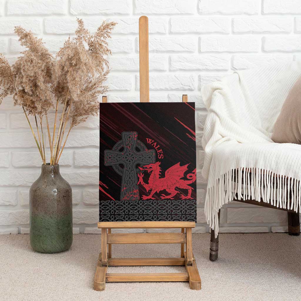 Wales Canvas Wall Art Celtic Cross Welsh Red Dragon - Wonder Print Shop
