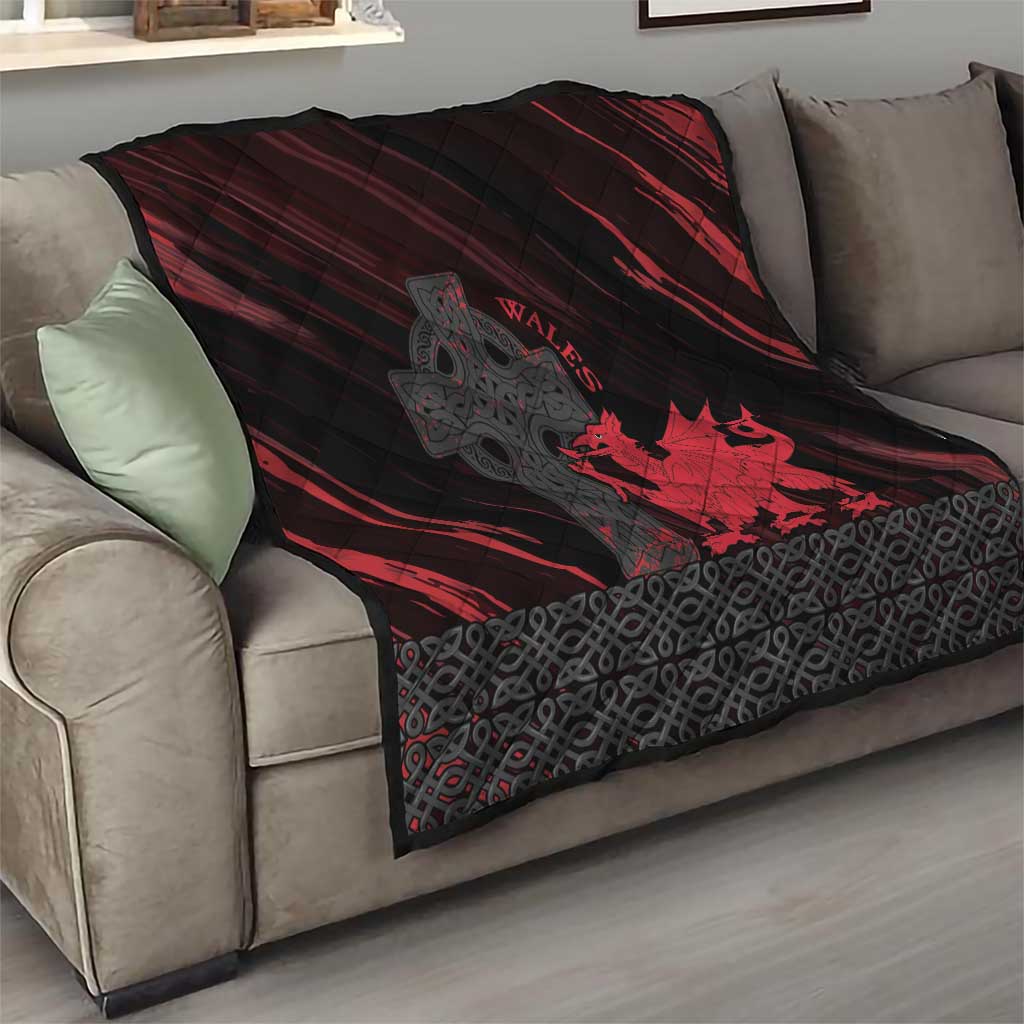 Wales Quilt Celtic Cross Welsh Red Dragon - Wonder Print Shop