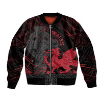 Wales Sleeve Zip Bomber Jacket Celtic Cross Welsh Red Dragon - Wonder Print Shop