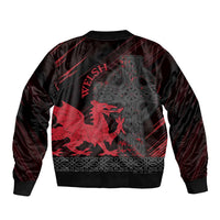 Wales Sleeve Zip Bomber Jacket Celtic Cross Welsh Red Dragon - Wonder Print Shop