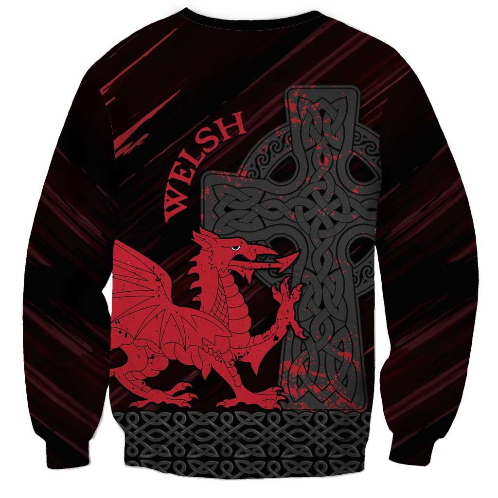 Wales Sweatshirt Celtic Cross Welsh Red Dragon - Wonder Print Shop