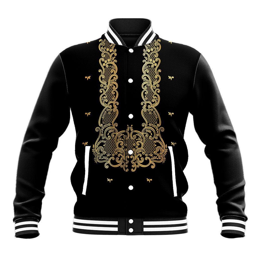 Philippines National Costume Baseball Jacket Barong Tagalog Inspired Black Color