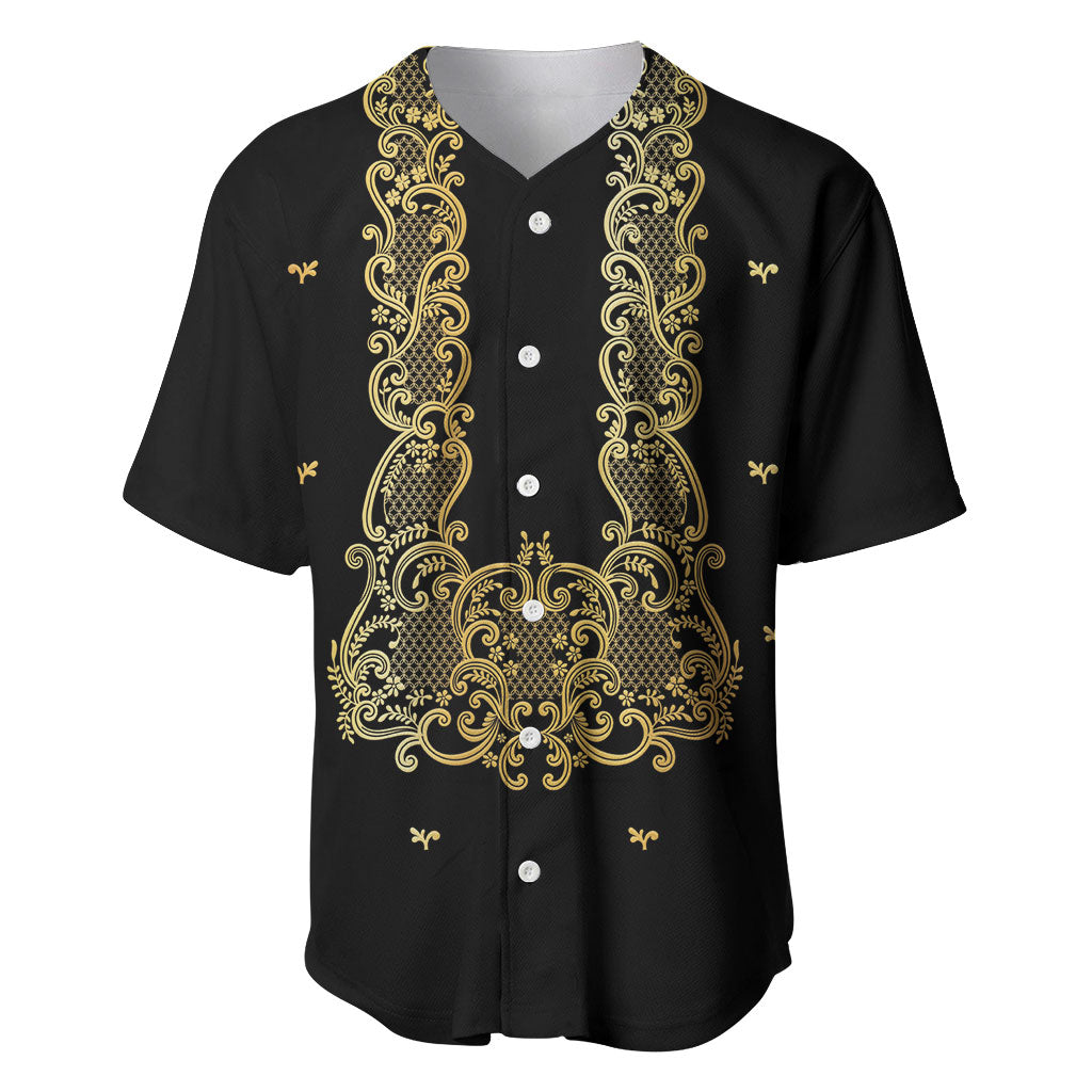 Philippines National Costume Baseball Jersey Barong Tagalog Inspired Black Color