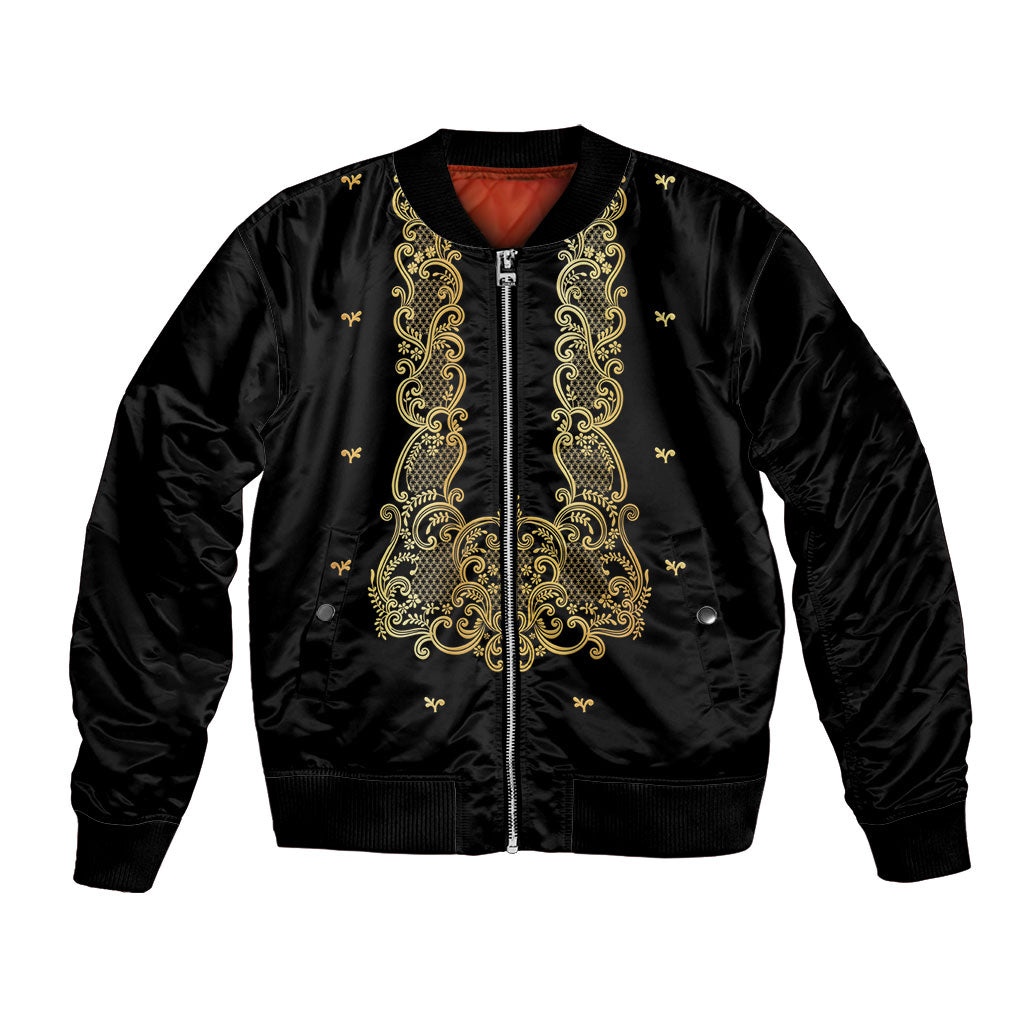 Philippines National Costume Bomber Jacket Barong Tagalog Inspired Black Color