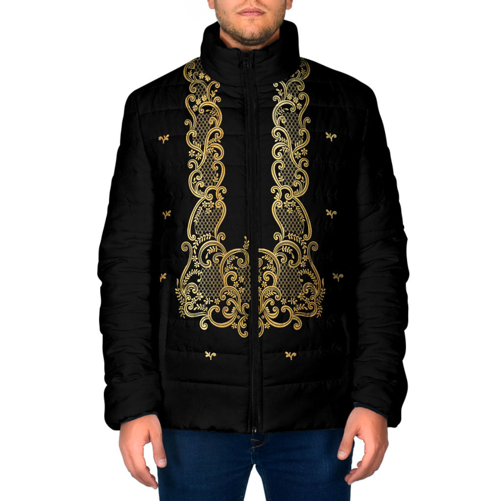 Philippines National Costume Padded Jacket Barong Tagalog Inspired Black Color