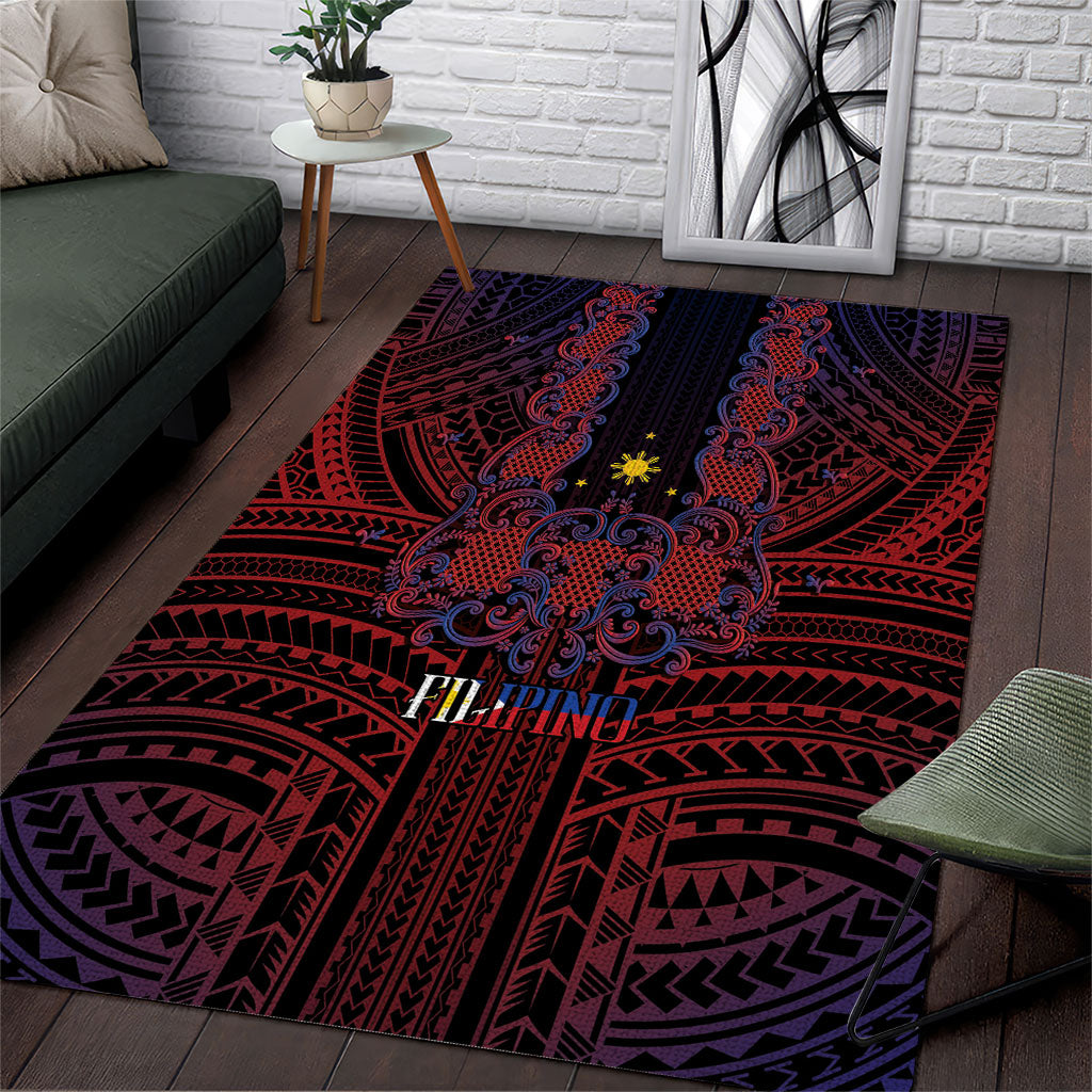 Filipino Barong Tagalog Inspired Area Rug Mabuhay Philippines Festival Polynesian Pattern