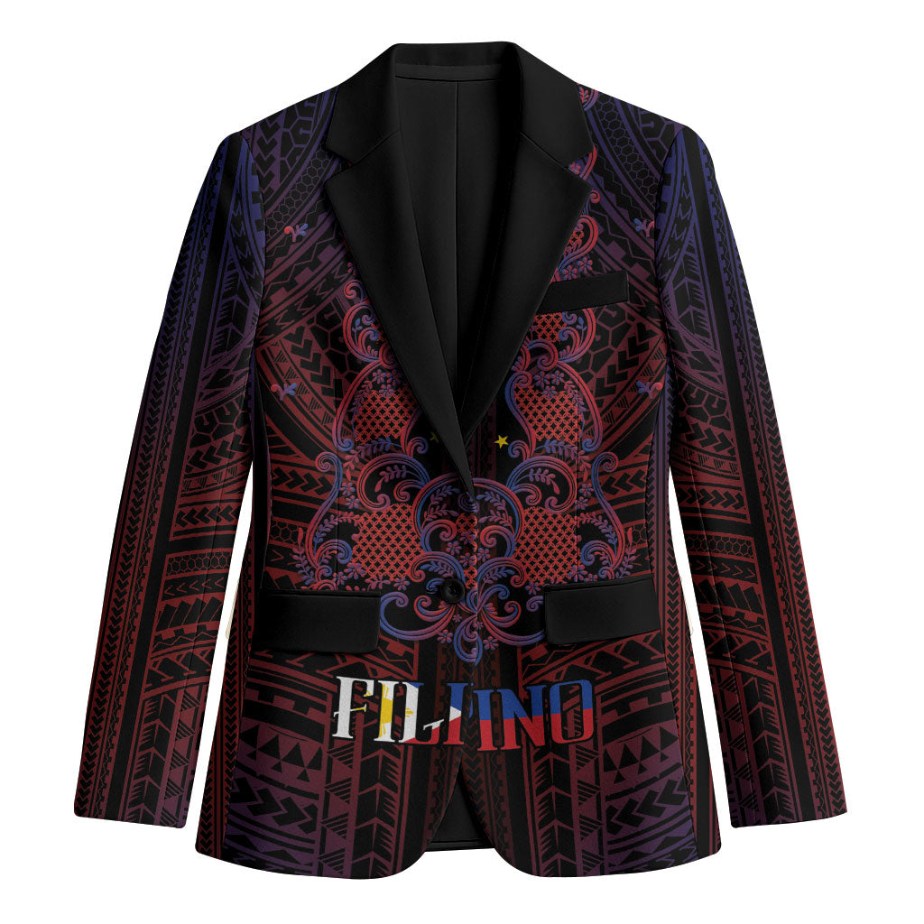 Filipino Barong Tagalog Inspired Personalised Blazer Mabuhay Philippines Festival Polynesian Pattern