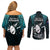 New Zealand Silver Fern Rugby Couples Matching Off Shoulder Short Dress and Long Sleeve Button Shirts Aotearoa All Black Dabbing Ball With Maori Paua Shell - Wonder Print Shop