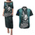 New Zealand Silver Fern Rugby Couples Matching Puletasi Dress and Hawaiian Shirt Aotearoa All Black Dabbing Ball With Maori Paua Shell - Wonder Print Shop