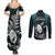 New Zealand Silver Fern Rugby Couples Matching Summer Maxi Dress and Long Sleeve Button Shirts Aotearoa All Black Dabbing Ball With Maori Paua Shell - Wonder Print Shop