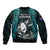 New Zealand Silver Fern Rugby Sleeve Zip Bomber Jacket Aotearoa All Black Dabbing Ball With Maori Paua Shell - Wonder Print Shop