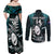 Custom New Zealand Silver Fern Rugby Couples Matching Off Shoulder Maxi Dress and Long Sleeve Button Shirts Aotearoa All Black Dabbing Ball With Maori Paua Shell - Wonder Print Shop