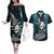 Custom New Zealand Silver Fern Rugby Couples Matching Off The Shoulder Long Sleeve Dress and Hawaiian Shirt Aotearoa All Black Dabbing Ball With Maori Paua Shell - Wonder Print Shop