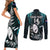 Custom New Zealand Silver Fern Rugby Couples Matching Short Sleeve Bodycon Dress and Long Sleeve Button Shirts Aotearoa All Black Dabbing Ball With Maori Paua Shell - Wonder Print Shop