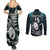 Custom New Zealand Silver Fern Rugby Couples Matching Summer Maxi Dress and Long Sleeve Button Shirts Aotearoa All Black Dabbing Ball With Maori Paua Shell - Wonder Print Shop