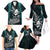 Custom New Zealand Silver Fern Rugby Family Matching Off Shoulder Long Sleeve Dress and Hawaiian Shirt Aotearoa All Black Dabbing Ball With Maori Paua Shell - Wonder Print Shop