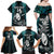 Custom New Zealand Silver Fern Rugby Family Matching Off Shoulder Long Sleeve Dress and Hawaiian Shirt Aotearoa All Black Dabbing Ball With Maori Paua Shell - Wonder Print Shop