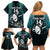 Custom New Zealand Silver Fern Rugby Family Matching Off Shoulder Short Dress and Hawaiian Shirt Aotearoa All Black Dabbing Ball With Maori Paua Shell - Wonder Print Shop