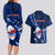 Samoa Rugby Couples Matching Long Sleeve Bodycon Dress and Hawaiian Shirt Manu Samoa Ula Fala Dabbing Ball Polynesian Blue Version - Wonder Print Shop