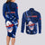 Samoa Rugby Couples Matching Long Sleeve Bodycon Dress and Long Sleeve Button Shirts Manu Samoa Ula Fala Dabbing Ball Polynesian Blue Version - Wonder Print Shop