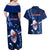 Samoa Rugby Couples Matching Off Shoulder Maxi Dress and Hawaiian Shirt Manu Samoa Ula Fala Dabbing Ball Polynesian Blue Version - Wonder Print Shop