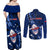 Samoa Rugby Couples Matching Off Shoulder Maxi Dress and Long Sleeve Button Shirts Manu Samoa Ula Fala Dabbing Ball Polynesian Blue Version - Wonder Print Shop