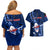 Samoa Rugby Couples Matching Off Shoulder Short Dress and Hawaiian Shirt Manu Samoa Ula Fala Dabbing Ball Polynesian Blue Version - Wonder Print Shop